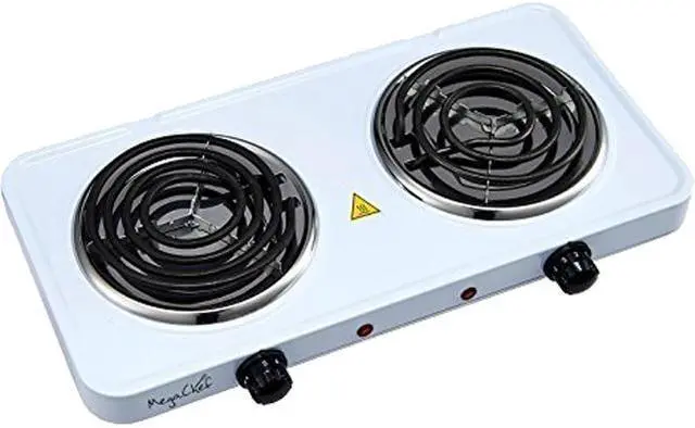 Main image of MegaChef Electric Easily Portable Ultra Lightweight Dual Coil Burner Cooktop Buffet Range MC-2012A-W White