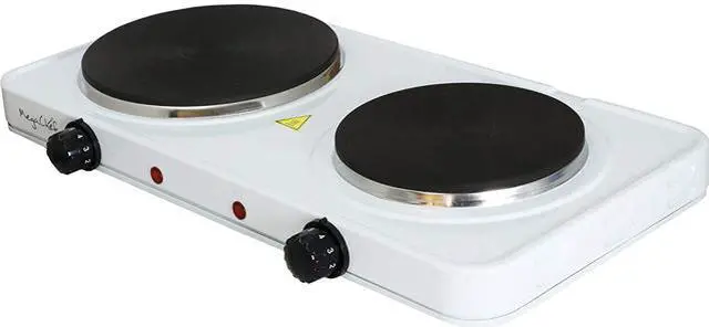 Main image of MegaChef Electric Easily Portable Ultra Lightweight Dual Burner Cooktop Buffet Range MC-2012B Sleek White