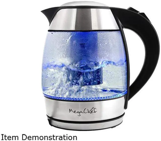 Main image of MegaChef MGKTL-1751 1.8Lt. Glass Body and Stainless Steel Electric Tea Kettle with Tea Infuser