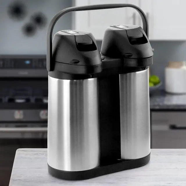 Alt view image 3 of 3 - MegaChef MG-ASUF019DS Dual 1.9 Liter Stainless Steel Airpot, Hot Water Dispenser for Coffee and Tea