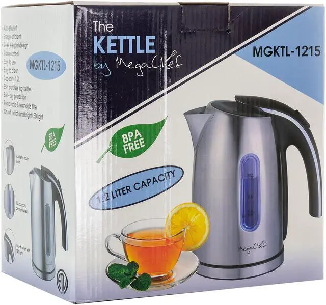 Alt view image 11 of 11 - MegaChef MGKTL-1215 Stainless Steel 1.2Lt. Stainless Steel Electric Tea Kettle