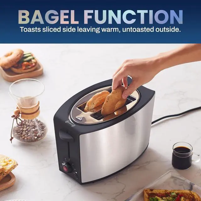 Alt view image 2 of 6 - Elite Gourmet ECT2428 Extra Wide 1.25” Slot 2-Slice Toaster