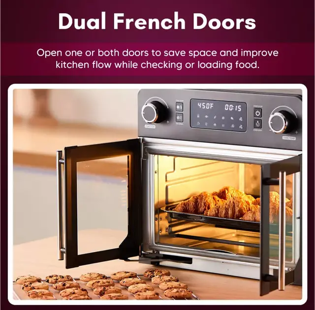 Alt view image 7 of 11 - Elite Cuisine 23 Liter French Door Air Fryer Oven EAF9202