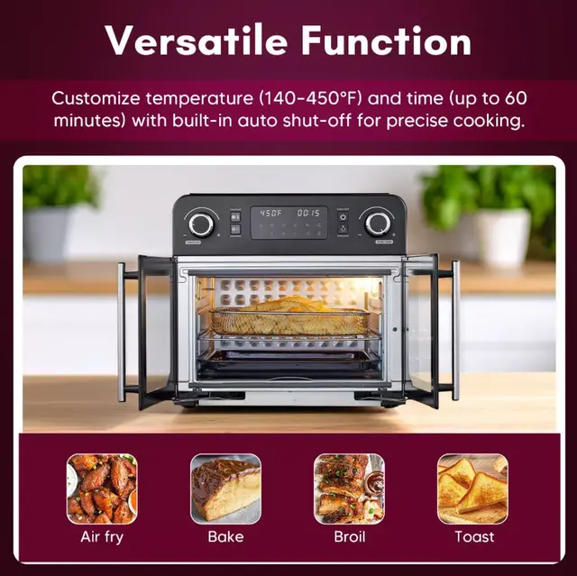 Alt view image 9 of 11 - Elite Cuisine 23 Liter French Door Air Fryer Oven EAF9202