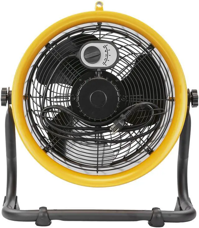 Alt view image 4 of 10 - Caterpillar® fan (CF-HVD-14AC-YW) 14”-Blade High-Velocity Drum Fan Heavy Duty Industrial Grade (Yellow, 2-in-1): 2,300 CFM, 4-Speed, 360 Degree Adjustable Drum Head, Dual Ball Bearing Motor with Die-Cast Cover