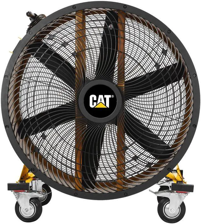 Alt view image 2 of 13 - Caterpillar CF-HVD-42DC-YW 42" Blade Industrial Drum Fan - 25,000 CFM - High-Velocity Air Circulator with DC Motor - Variable Speed Control - Heavy-Duty 6-Blade Design - Yellow