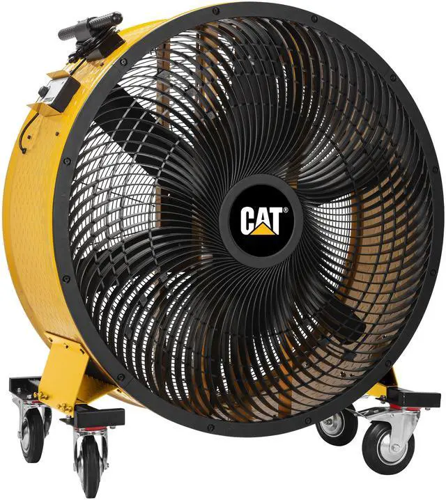 Alt view image 3 of 13 - Caterpillar CF-HVD-42DC-YW 42" Blade Industrial Drum Fan - 25,000 CFM - High-Velocity Air Circulator with DC Motor - Variable Speed Control - Heavy-Duty 6-Blade Design - Yellow