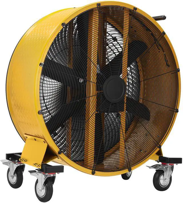 Alt view image 7 of 13 - Caterpillar CF-HVD-42DC-YW 42" Blade Industrial Drum Fan - 25,000 CFM - High-Velocity Air Circulator with DC Motor - Variable Speed Control - Heavy-Duty 6-Blade Design - Yellow