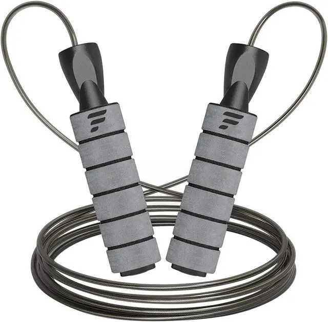 Main image of Letsfit JR01 Adjustable Jump Rope with Foam Handles - Grey