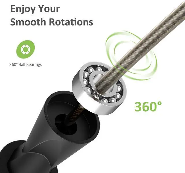 Alt view image 3 of 7 - Letsfit JR01 Adjustable Jump Rope with Foam Handles - Grey