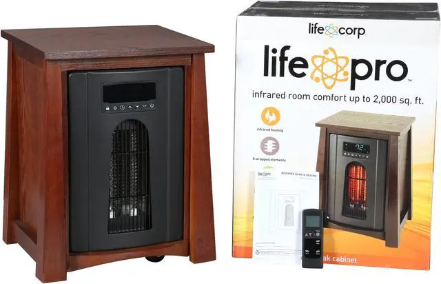 Alt view image 6 of 6 - Lifesmart LS-8WQH-DLX13B 1,500 Watt Infrared Heater, Wooden Cabinet