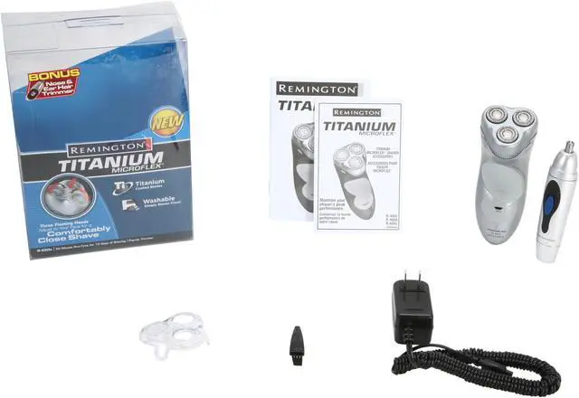 Alt view image 8 of 8 - Remington R450 Titanium MicroFlex Men's Shaver w/ Bonus Nose & Ear Hair Trimmer