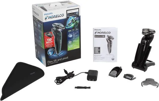 Alt view image 8 of 8 - Philips Norelco Series 8000 1250X/40HP SensoTouch 3D electric razor with bonus RQ111 Click-On Beard Styler / Precision Trimmer (Limited Edition)