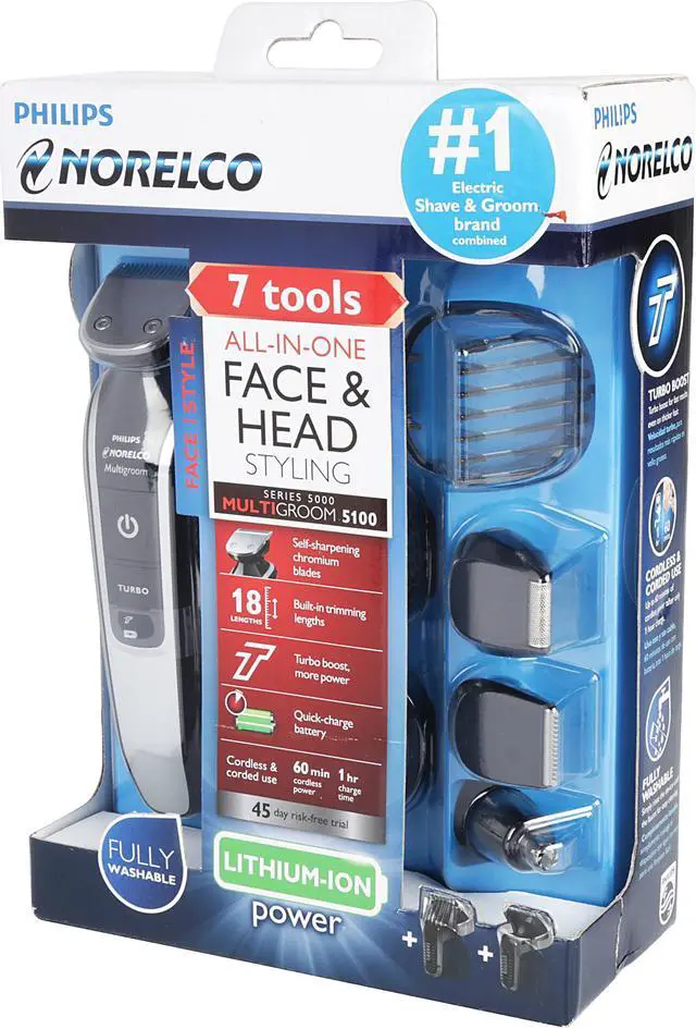 Alt view image 12 of 12 - Norelco QG3364/42 Multigroom 5100 Series 5000 grooming kit