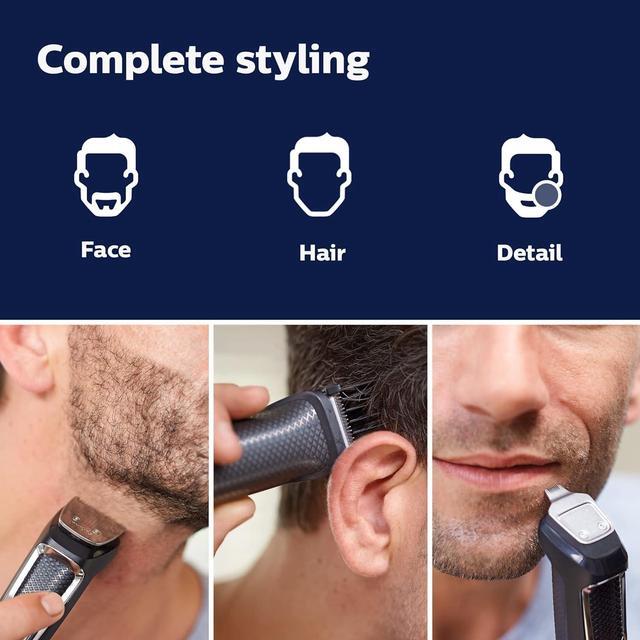 Alt view image 8 of 19 - Philips Norelco Multi Groomer All-in-One Trimmer Series 3000-13 Piece Mens Grooming Kit for Beard, Face, Nose, Ear Hair TriMG3750/60