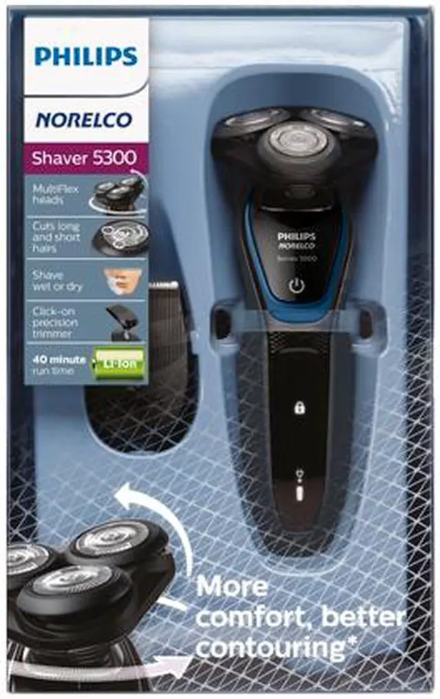 Alt view image 4 of 4 - Philips Norelco S5203/81 Shaver 5300 Wet & Dry Electric Shaver MultiPrecision Blade System 5-direction Flex Heads SmartClick
