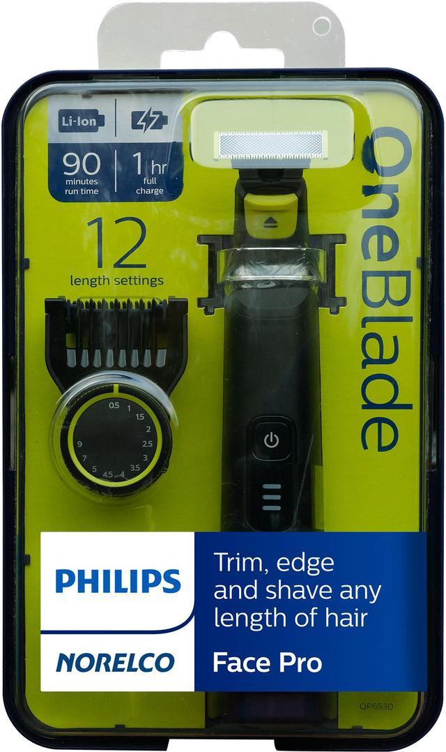 Philips Norelco OneBlade Pro Hybrid Electric Trimmer and Shaver, Black, 2  Piece, QP6530/70, Old Version