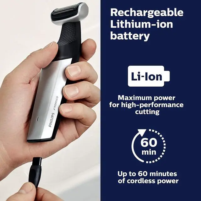 Alt view image 3 of 14 - Philips Norelco Bodygroom Series 5000 Showerproof Body Trimmer for Men with Back Attachment, BG5025/40