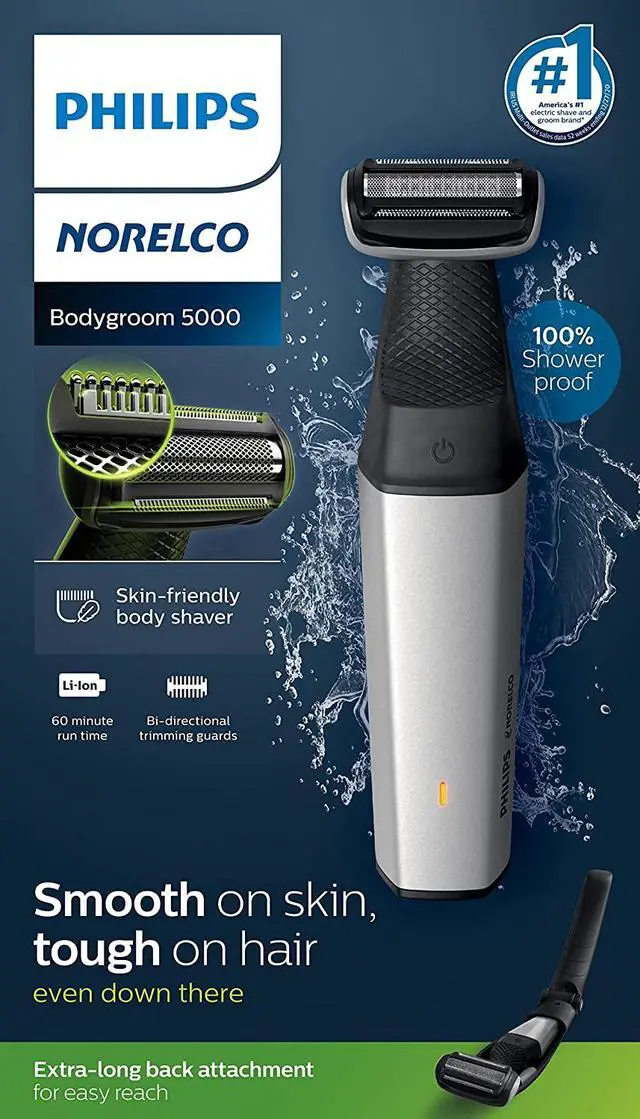 Alt view image 13 of 14 - Philips Norelco Bodygroom Series 5000 Showerproof Body Trimmer for Men with Back Attachment, BG5025/40
