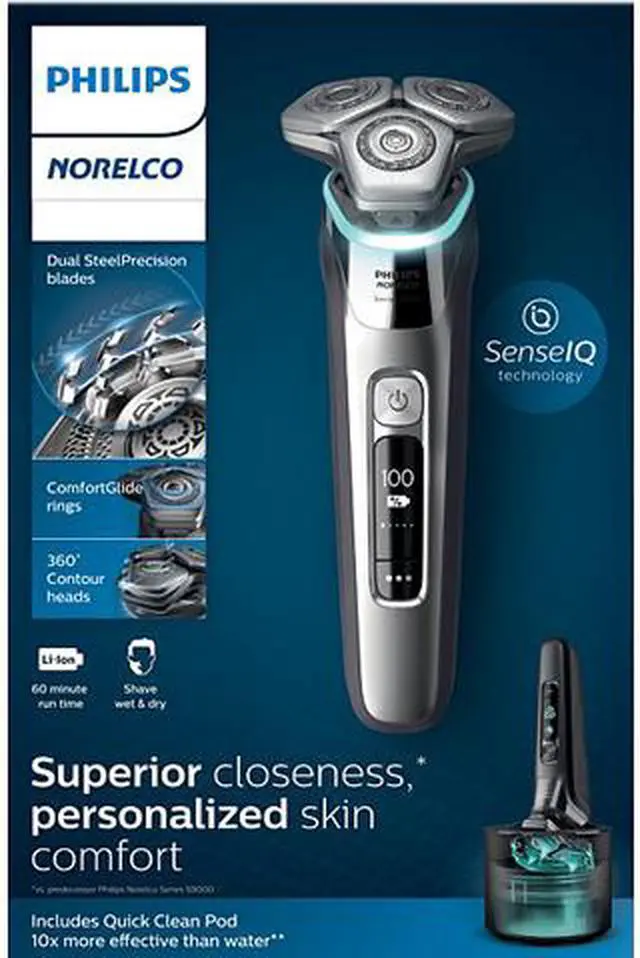 Alt view image 9 of 10 - Philips Norelco S9985/84 9500 Rechargeable Wet & Dry Electric Shaver with Quick Clean, Travel Case, Pop up Trimmer