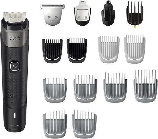 Alt view image 7 of 10 - Philips Norelco Multigroom Series 5000 18 Piece, Beard Face, Hair, Body Hair Trimmer for Men - NO BLADE OIL MG5910/49