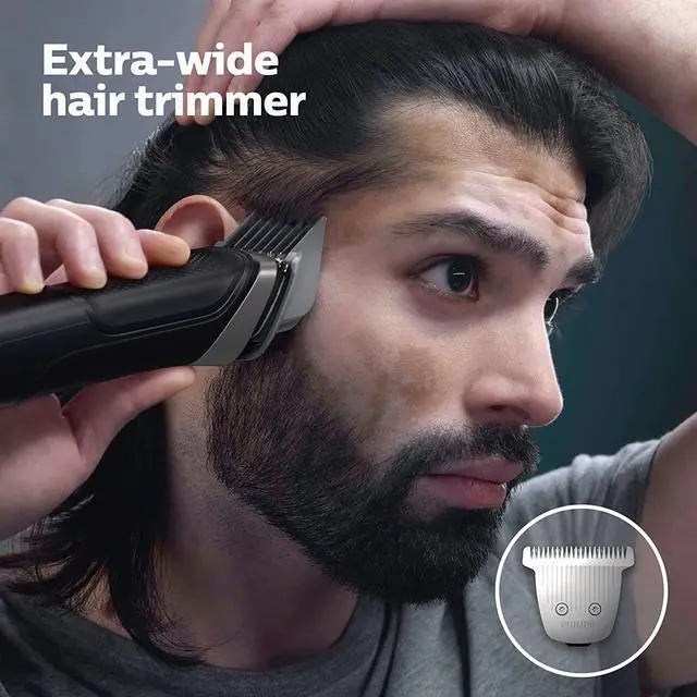 Alt view image 9 of 10 - Philips Norelco Multigroom Series 5000 18 Piece, Beard Face, Hair, Body Hair Trimmer for Men - NO BLADE OIL MG5910/49
