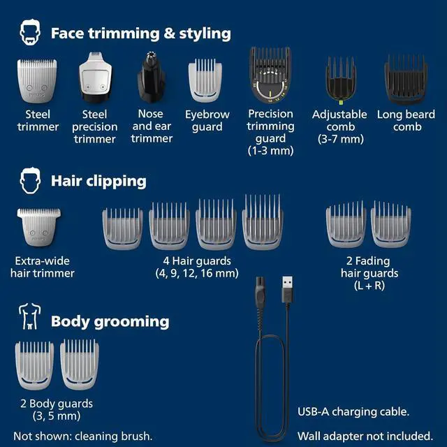 Alt view image 2 of 2 - Philips Norelco Multigroom Series 7000 , Mens Grooming Kit with Trimmer for Beard, Head, Hair, Body, and Face - NO BLADE OIL NEEDED, MG7910/49