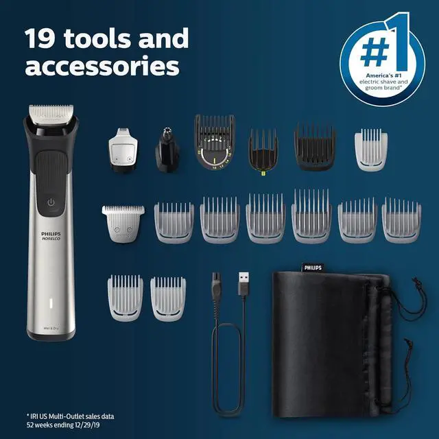 Alt view image 8 of 16 - Philips Norelco Multigroom Series 7000 , Mens Grooming Kit with Trimmer for Beard, Head, Hair, Body, and Face - NO BLADE OIL NEEDED, MG7910/49