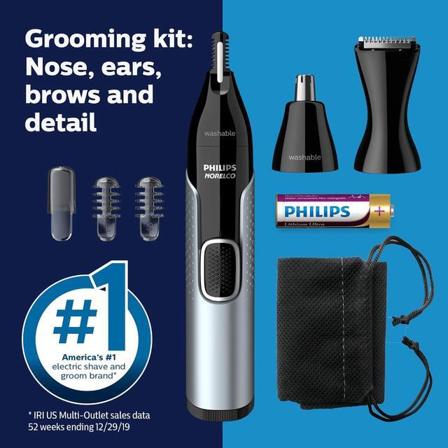 Alt view image 6 of 10 - Philips Norelco Nose Trimmer 5000 for Nose, Ears, Eyebrows Trimming Kit, NT5600/62