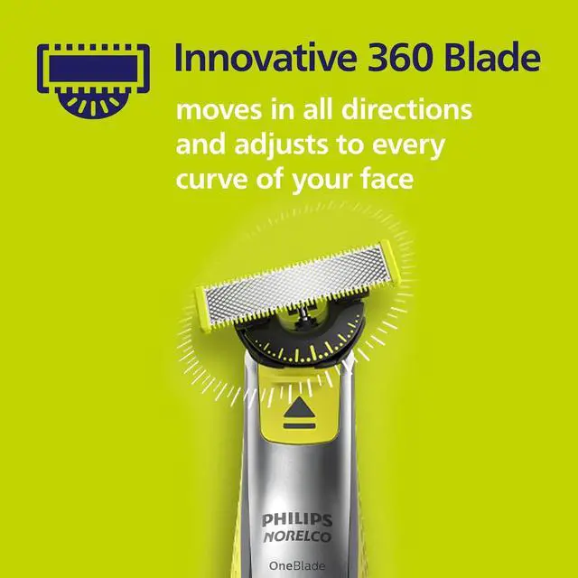 Alt view image 6 of 7 - Philips Norelco OneBlade 360 Blades, Genuine Replacement Blades for OneBlade Electric Shaver and Trimmer, Durable Stainless Steel, Trim, Edge and Shave, 3 Pack, QP430/80