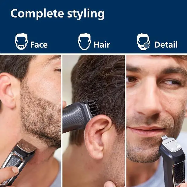 Alt view image 3 of 9 - Philips Norelco Multi Groomer - 13 piece Mens Grooming Kit for beard, face, nose, and ear hair trimmer and hair clipper - NO BLADE OIL NEEDED, MG3740/40