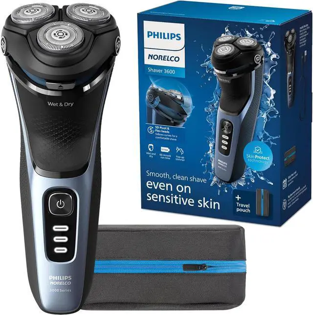 Main image of Philips Norelco Shaver 3600, Rechargeable Wet & Dry electric shaver with Pop-Up Trimmer and Storage Pouch
