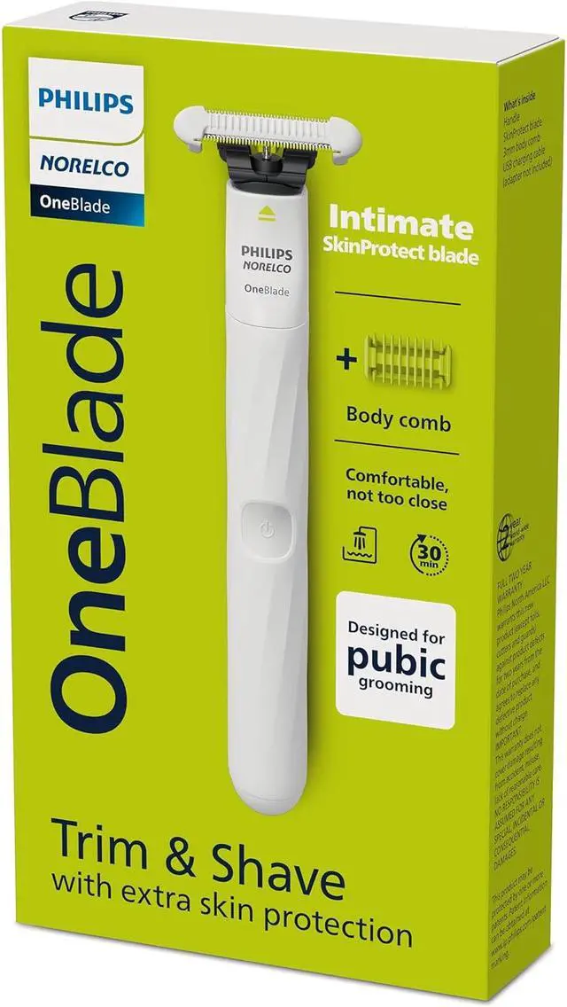 Alt view image 11 of 11 - Philips Norelco OneBlade Unisex Intimate Pubic & Personal Body Groomer & Trimmer for Women & Men, QP1924/70