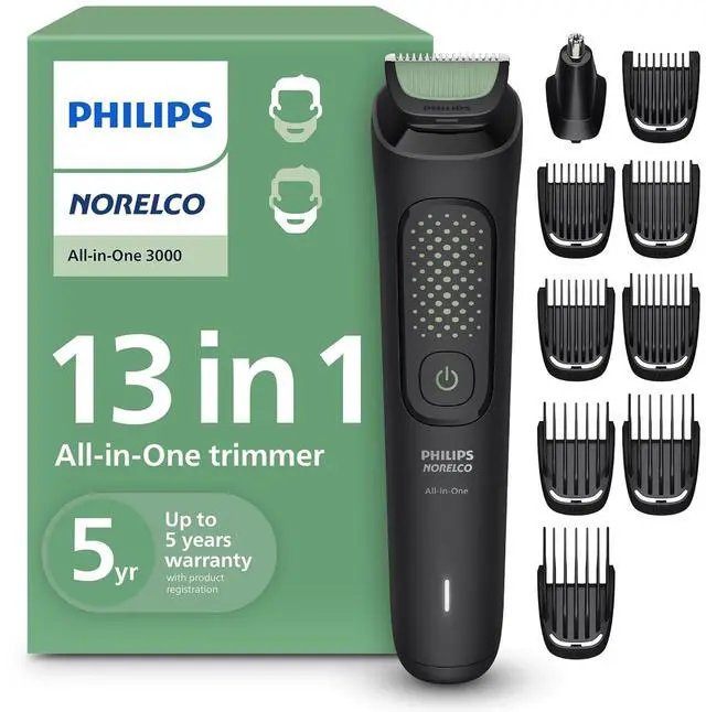 Main image of Philips Norelco All-in-One 3000 Series 13 in 1 Trimmer, Beard Styler & Men's Hair Clipper, 9 Length Settings & Self-sharpening Skin-friendly Blades, MG3919/50