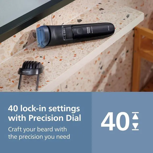 Alt view image 5 of 7 - Philips Norelco 100% Waterproof Beard Trimmer 3000 Series with Self-sharpening Blades, 40 Adjustable Beard Trimmer Length Settings & Two Lift&Trim Combs, USB Charging, BT3620/40