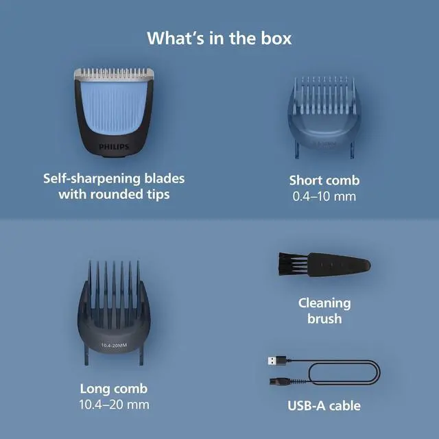 Alt view image 3 of 7 - Philips Norelco 100% Waterproof Beard Trimmer 3000 Series with Self-sharpening Blades, 40 Adjustable Beard Trimmer Length Settings & Two Lift&Trim Combs, USB Charging, BT3620/40