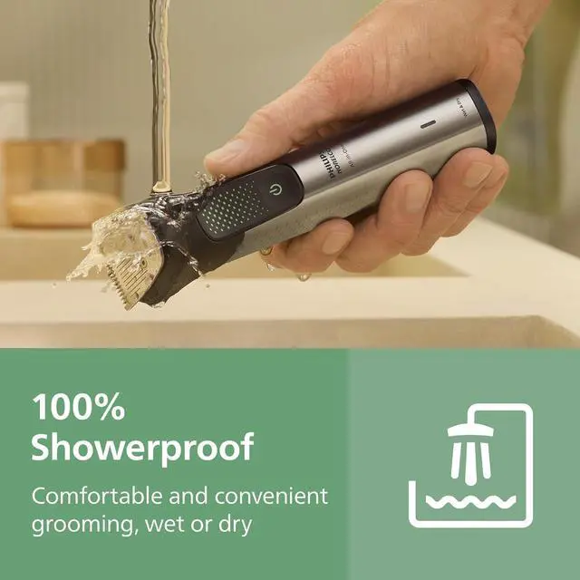 Alt view image 8 of 8 - Philips Norelco All-in-One 9000 Series 23-Piece Trimmer - Electric Shaver and Clipper for Face, Beard, Head & Body, Self-sharpening Full Metal Blades, 29 Length Settings (0.5-16 mm), MG9575/49