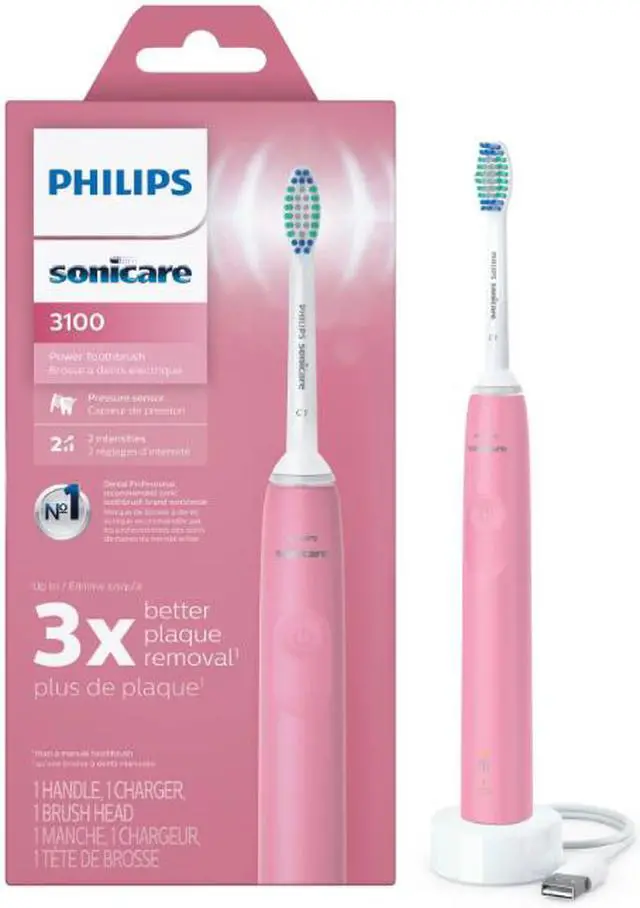 Alt view image 2 of 5 - Philips Sonicare HX3681/06 3100 Power Toothbrush, Rechargeable Electric Toothbrush with Pressure Sensor, Deep Pink