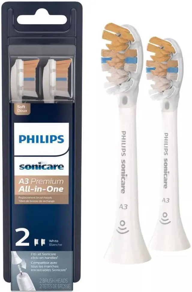 Main image of Philips Sonicare HX9092/65 Premium All-in-One (A3) Replacement Toothbrush Heads, Smart Recognition, White 2-pk