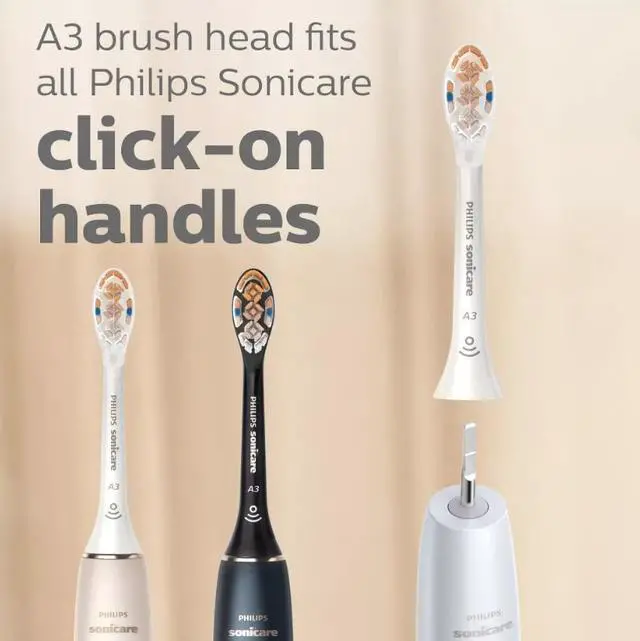 Alt view image 3 of 6 - Philips Sonicare HX9092/65 Premium All-in-One (A3) Replacement Toothbrush Heads, Smart Recognition, White 2-pk