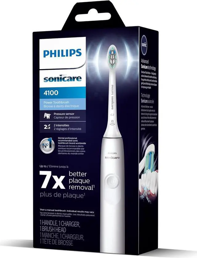 Alt view image 15 of 15 - Philips Sonicare 4100 Power Toothbrush, Rechargeable Electric Toothbrush with Pressure Sensor, White (HX3681/23)