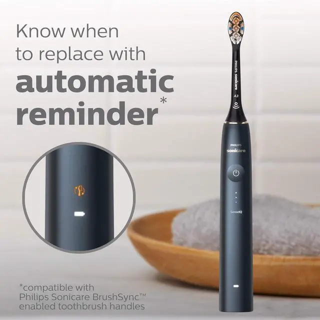 Alt view image 5 of 9 - Philips Sonicare HX9092/95 Premium All-in-One (A3) Replacement Toothbrush Heads, Smart Recognition, Black 2-pk