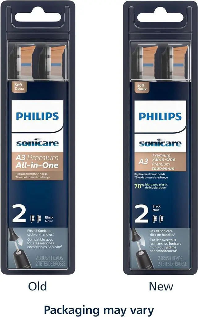 Alt view image 9 of 9 - Philips Sonicare HX9092/95 Premium All-in-One (A3) Replacement Toothbrush Heads, Smart Recognition, Black 2-pk