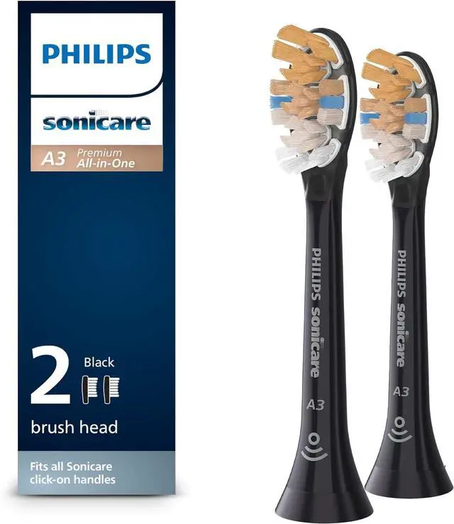 Main image of Philips Sonicare HX9092/95 Premium All-in-One (A3) Replacement Toothbrush Heads, Smart Recognition, Black 2-pk
