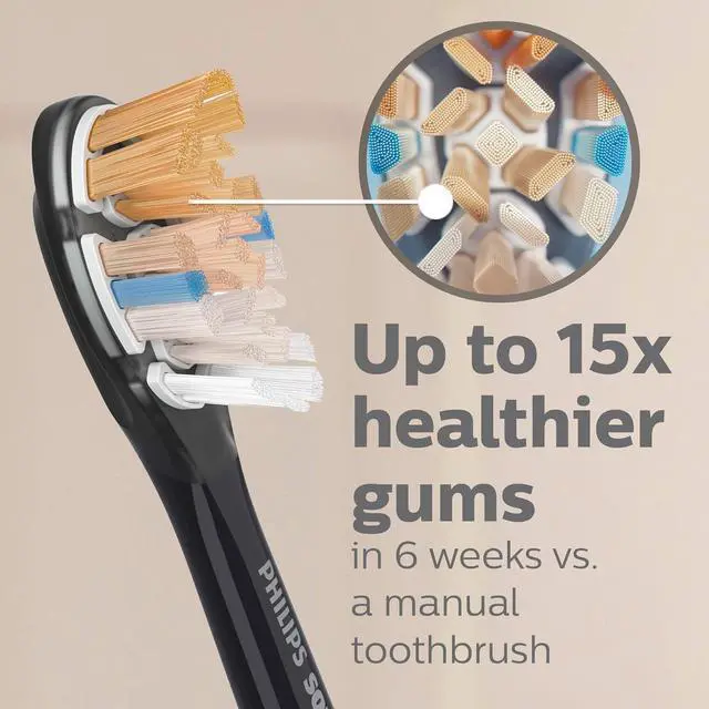 Alt view image 3 of 9 - Philips Sonicare HX9092/95 Premium All-in-One (A3) Replacement Toothbrush Heads, Smart Recognition, Black 2-pk