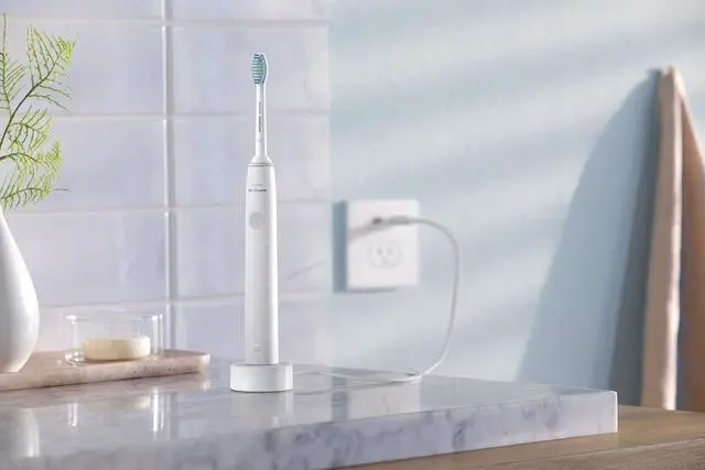 Alt view image 10 of 12 - Philips Sonicare HX3641/02 1100 Power Toothbrush, Rechargeable Electric Toothbrush, White Grey