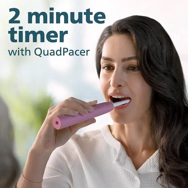 Alt view image 4 of 15 - Philips Sonicare 4100 Power Toothbrush, Rechargeable Electric Toothbrush with Pressure Sensor, Deep Pink (HX3681/26)