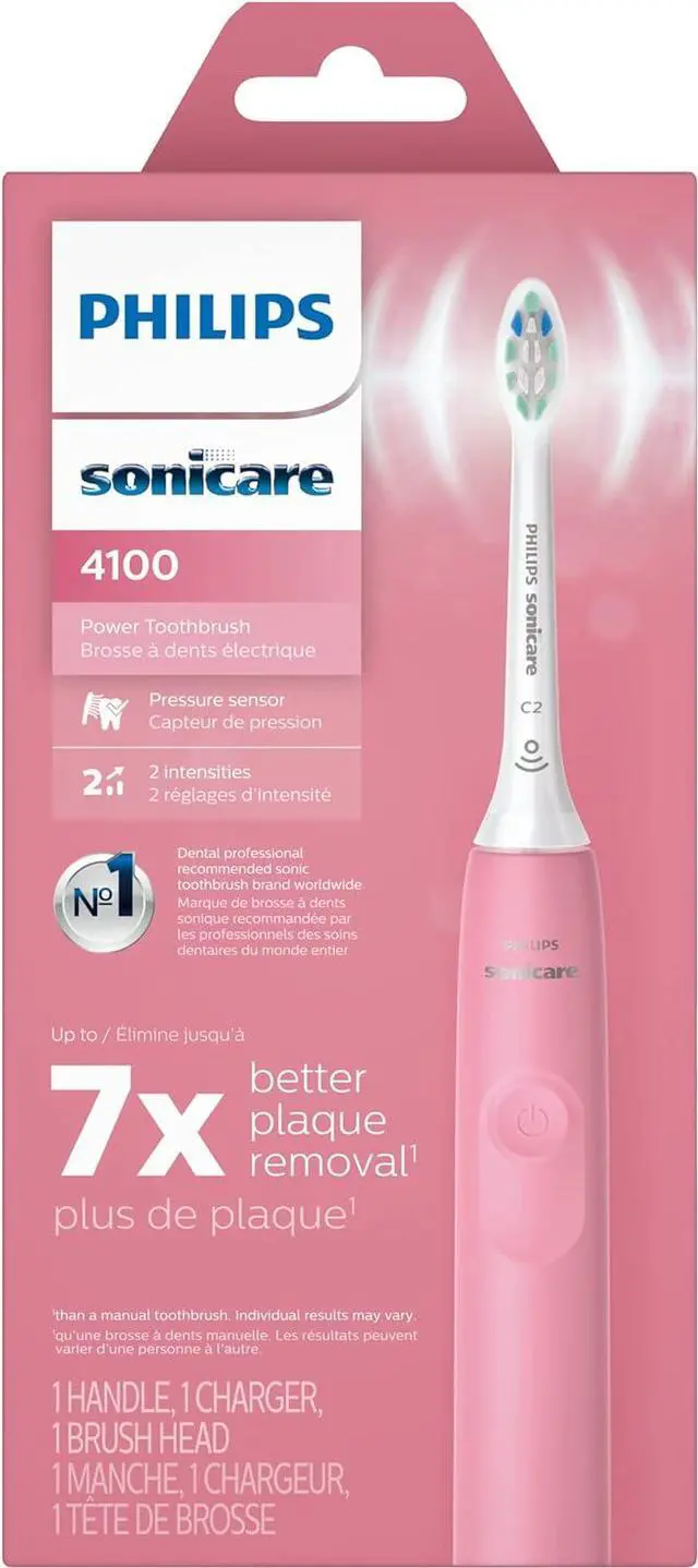 Alt view image 14 of 15 - Philips Sonicare 4100 Power Toothbrush, Rechargeable Electric Toothbrush with Pressure Sensor, Deep Pink (HX3681/26)