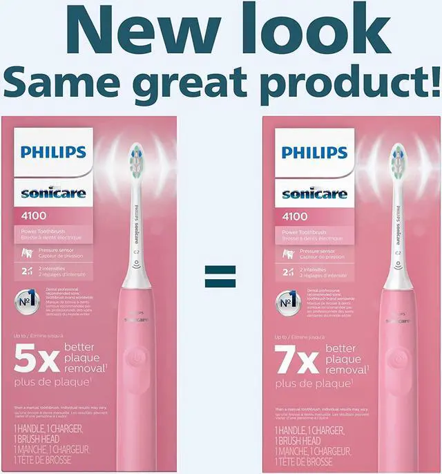 Alt view image 2 of 15 - Philips Sonicare 4100 Power Toothbrush, Rechargeable Electric Toothbrush with Pressure Sensor, Deep Pink (HX3681/26)