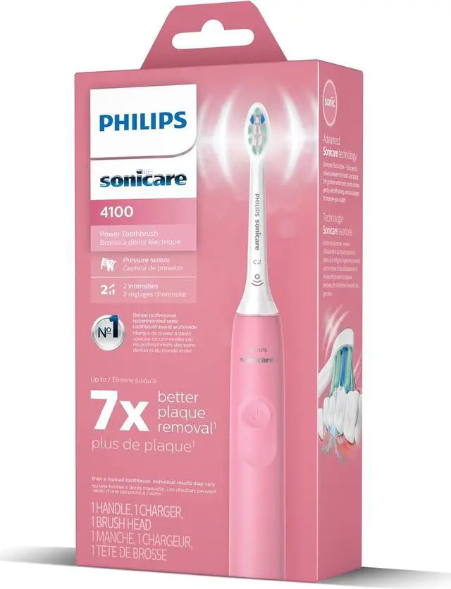 Alt view image 15 of 15 - Philips Sonicare 4100 Power Toothbrush, Rechargeable Electric Toothbrush with Pressure Sensor, Deep Pink (HX3681/26)
